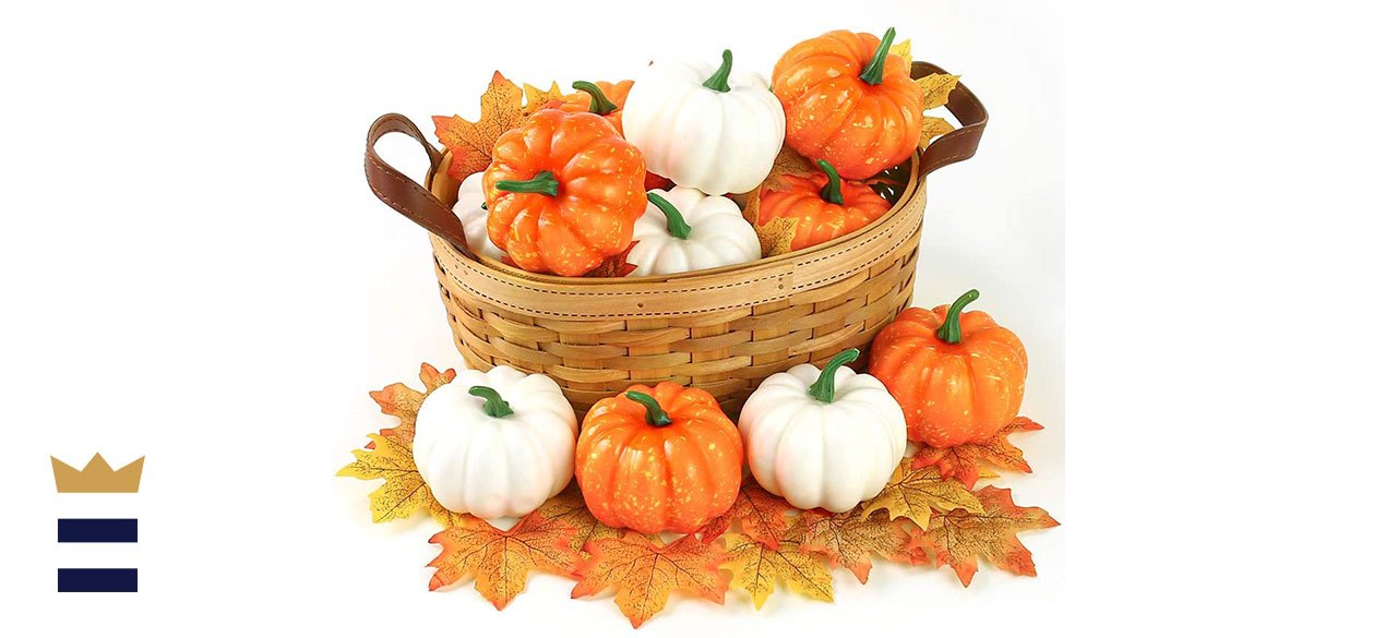 Artificial Pumpkins with Lifelike Maple Leaves