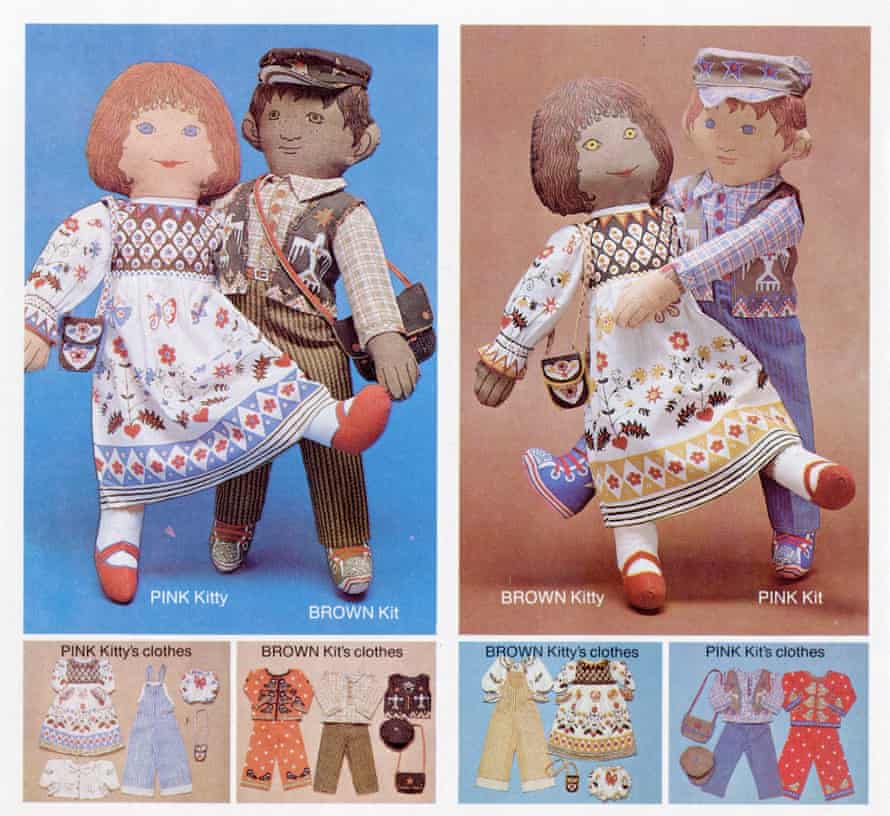 Kit and Kitty dolls in the catalogue for Clothkits, where Janet Kennedy was head of print design from 1971.